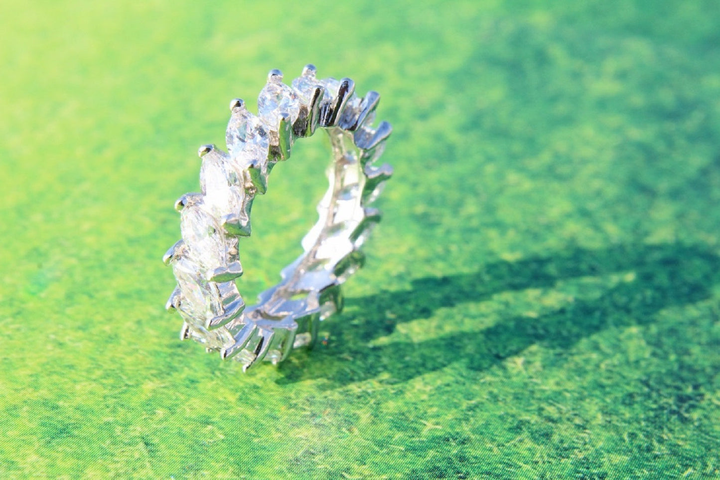925 Sterling Silver Leaf Shape Full Swarovski Stone Studded Circle Ring For Girls And Women