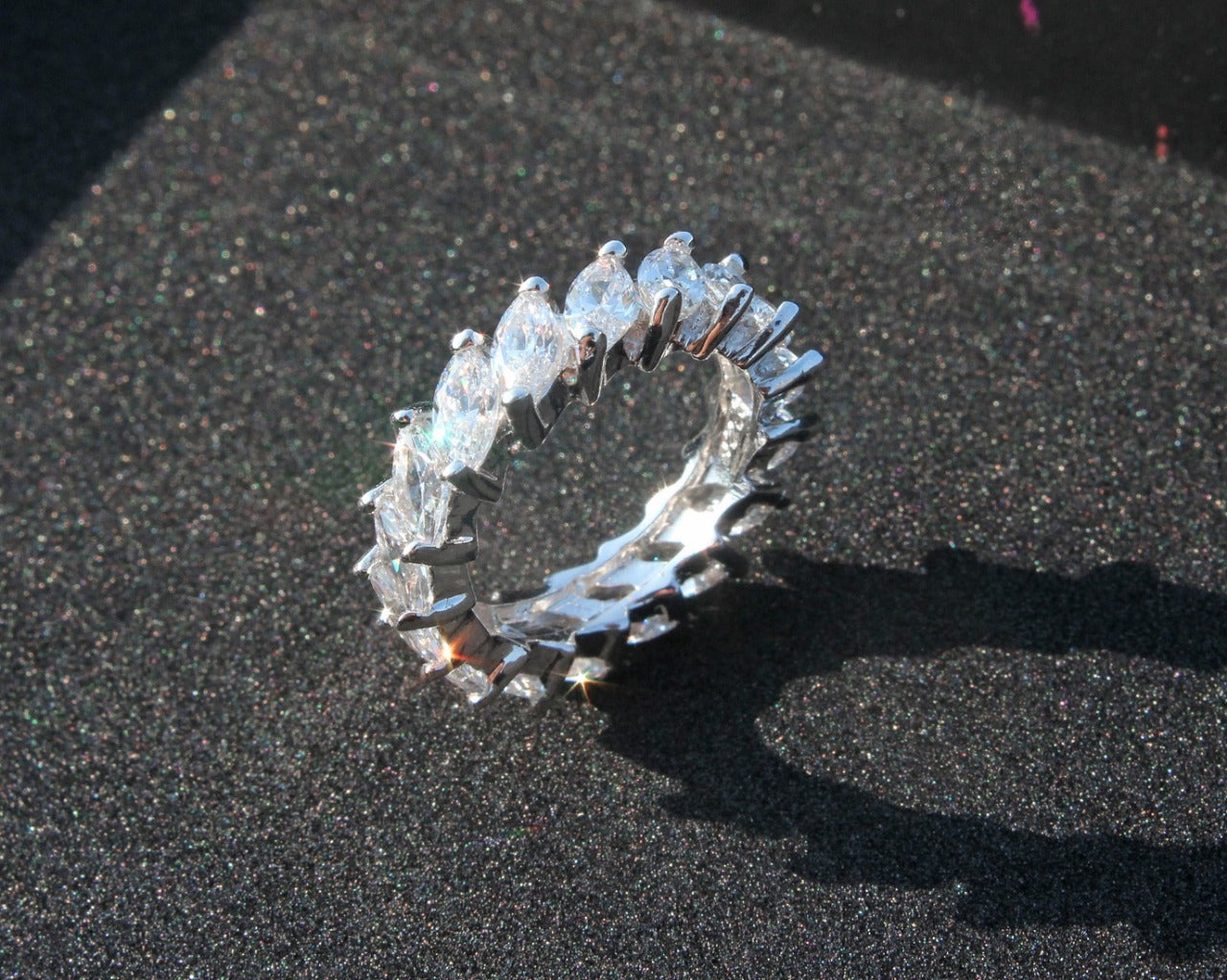 925 Sterling Silver Leaf Shape Full Swarovski Stone Studded Circle Ring For Girls And Women
