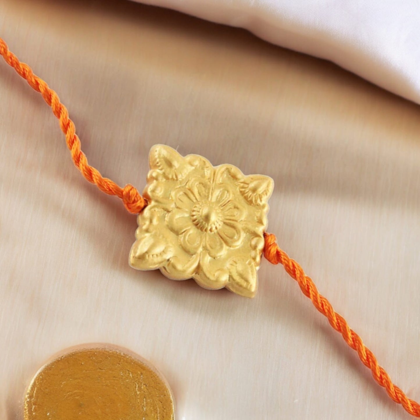 925 Sterling Silver 24kt Gold Plated Rangoli Design Rakhi for Brother