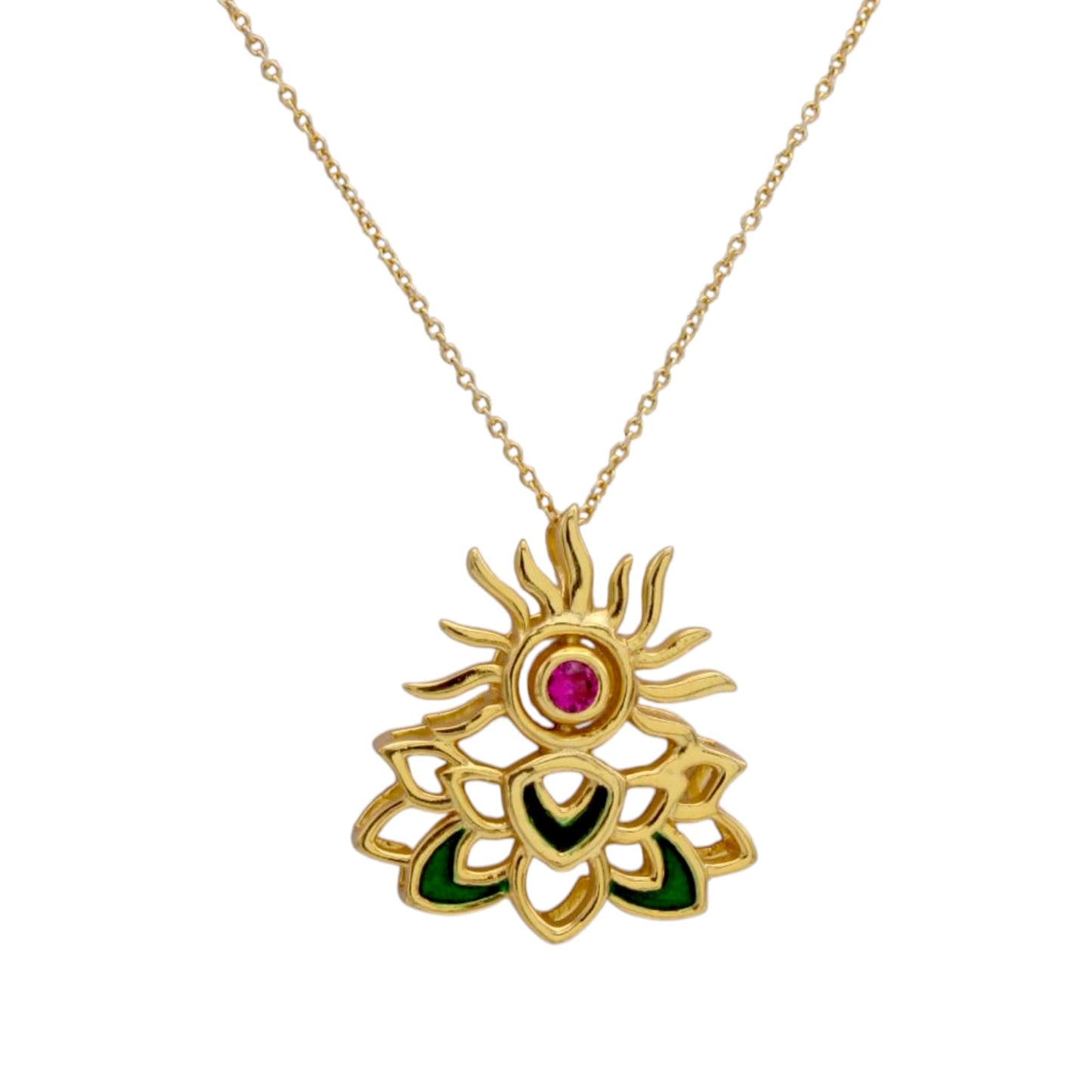 Lotus Flower Design Pendant with Chain