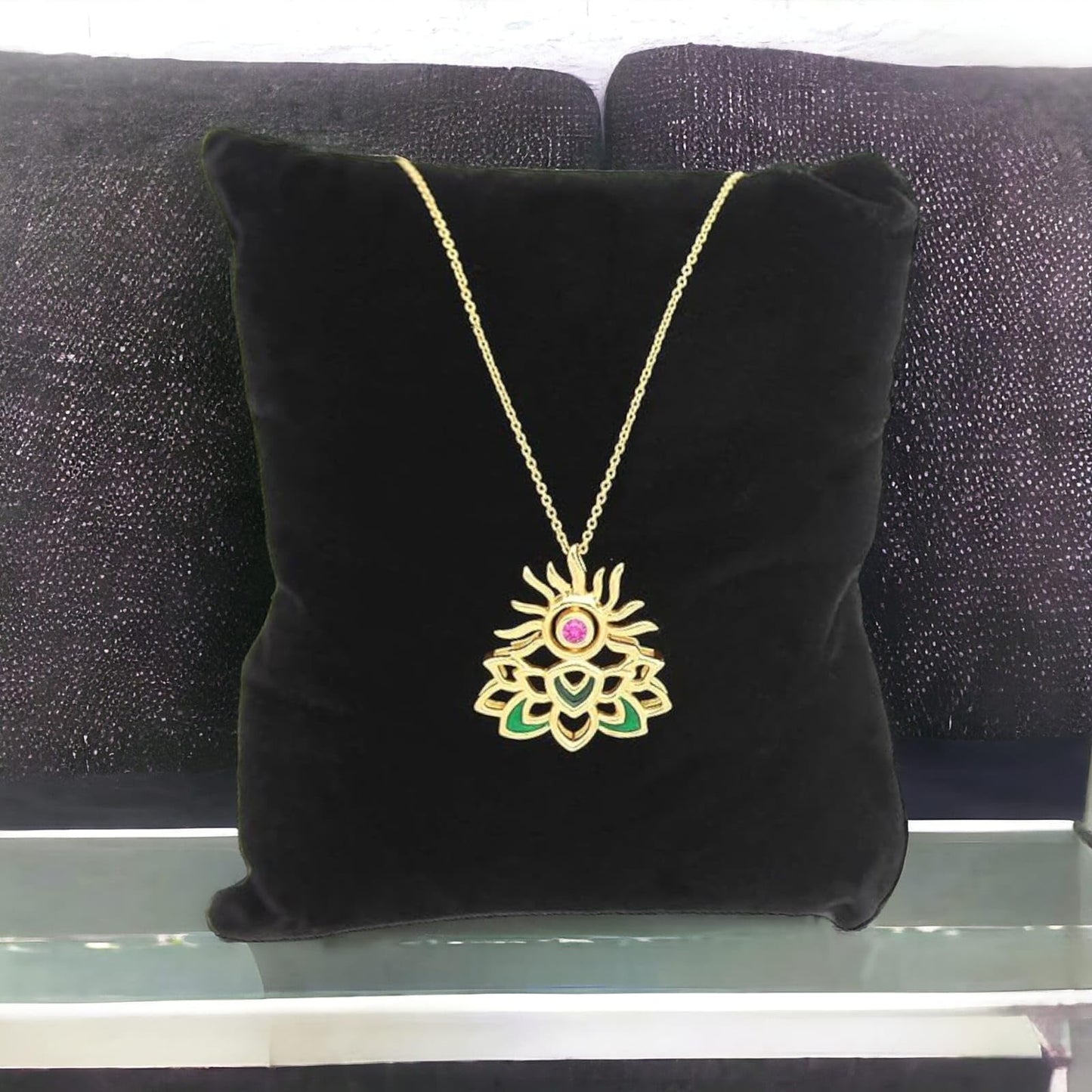 Lotus Flower Design Pendant with Chain