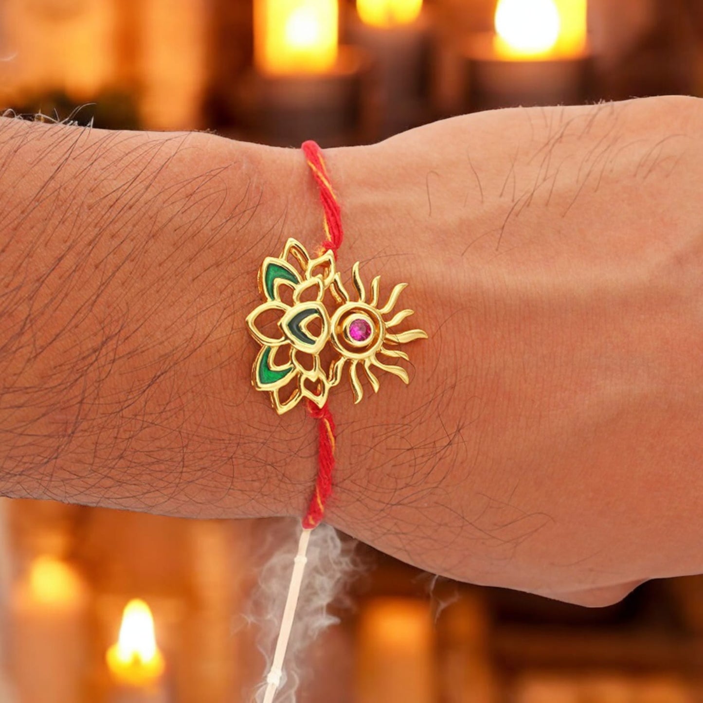 Lotus Flower Silver Rakhi for Brother Convertible Pendant