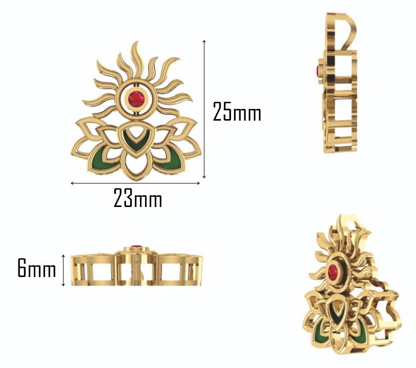 925 Sterling Silver 24kt Gold Plated Lotus Flower Rakhi Cum Pendant for Brother