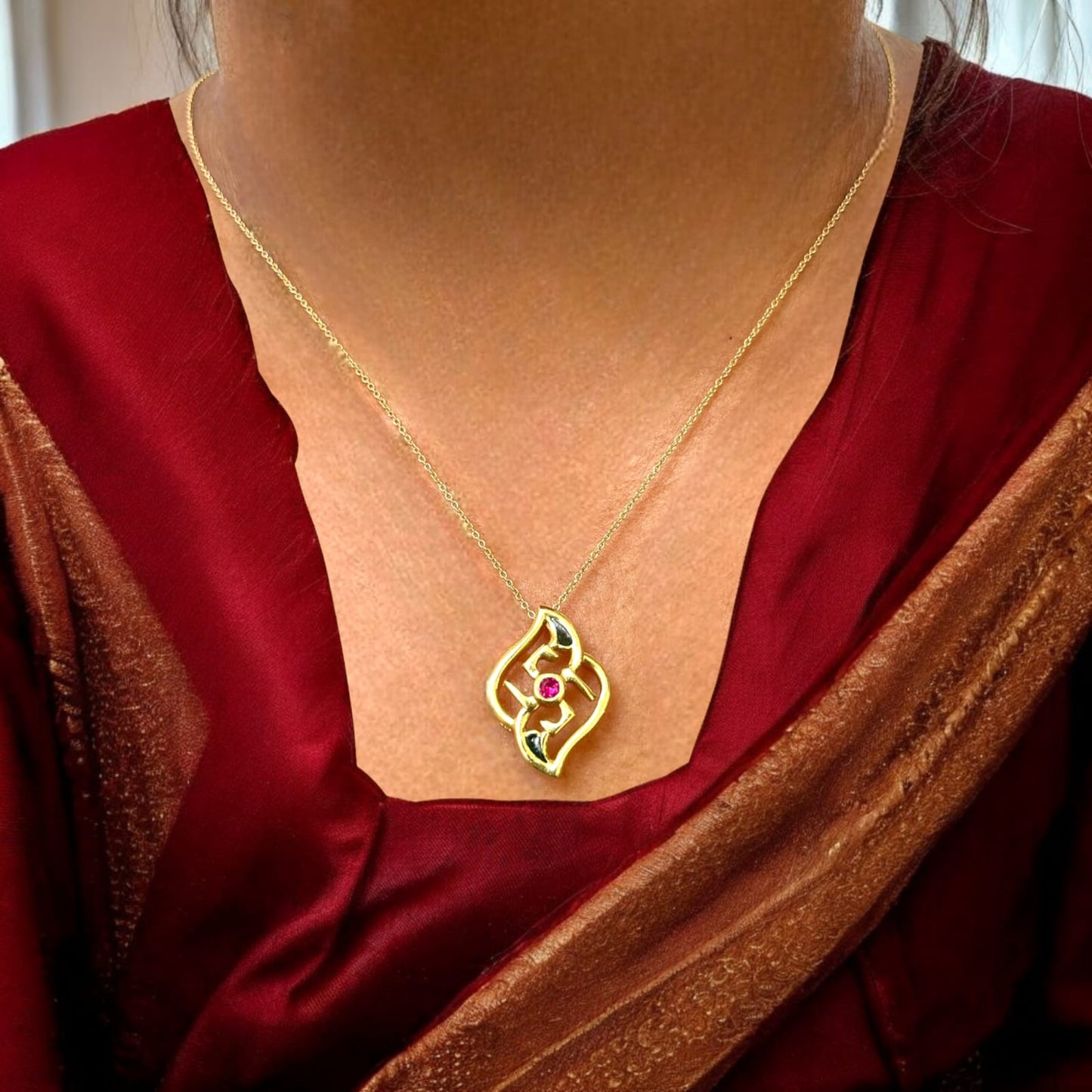 Swastik Flower Design Pendant with Chain