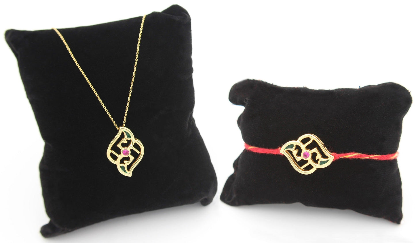 925 Sterling Silver 24kt Gold Plated Swastik Flower Rakhi Cum Pendant for Brother