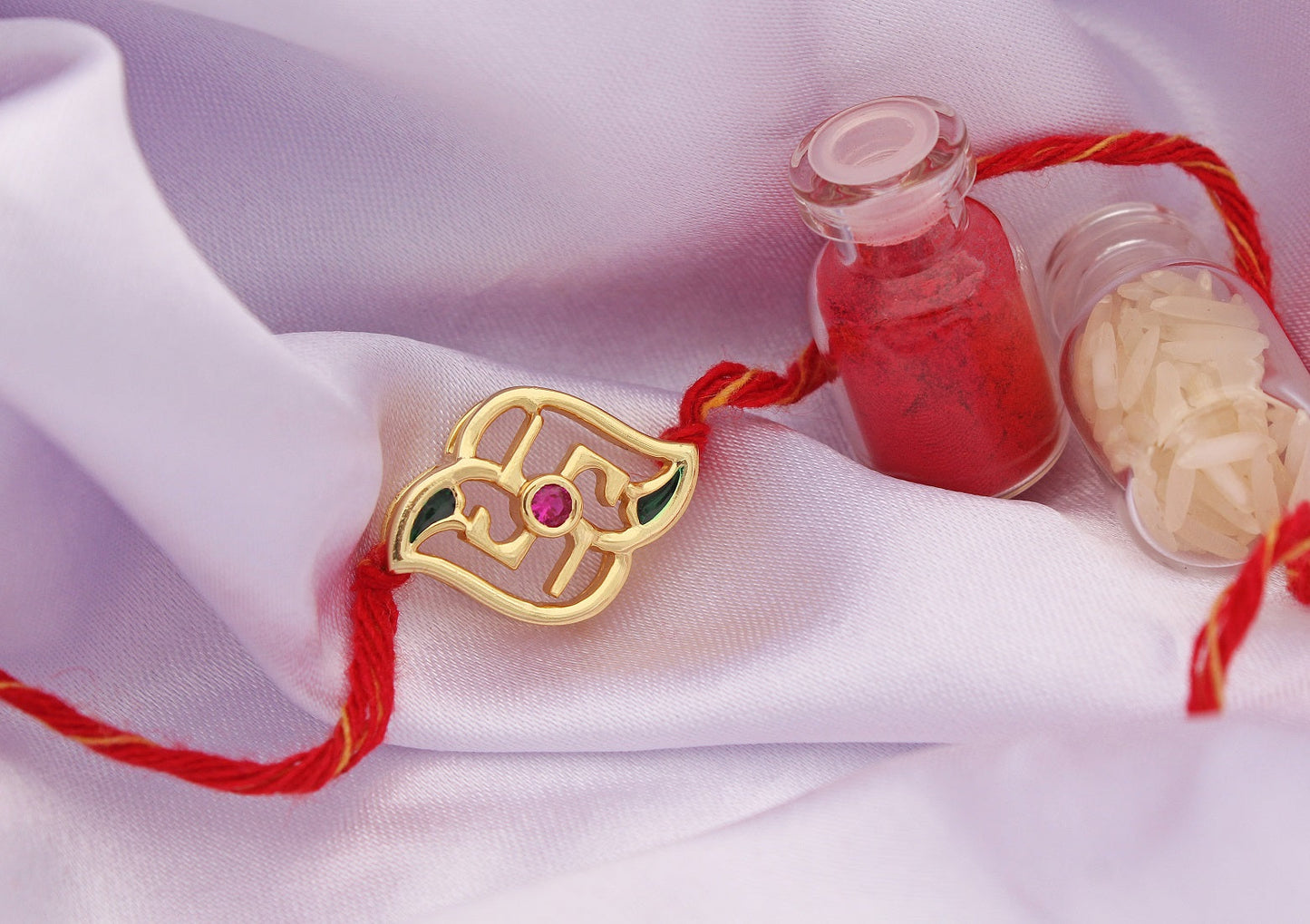 925 Sterling Silver 24kt Gold Plated Swastik Flower Rakhi Cum Pendant for Brother