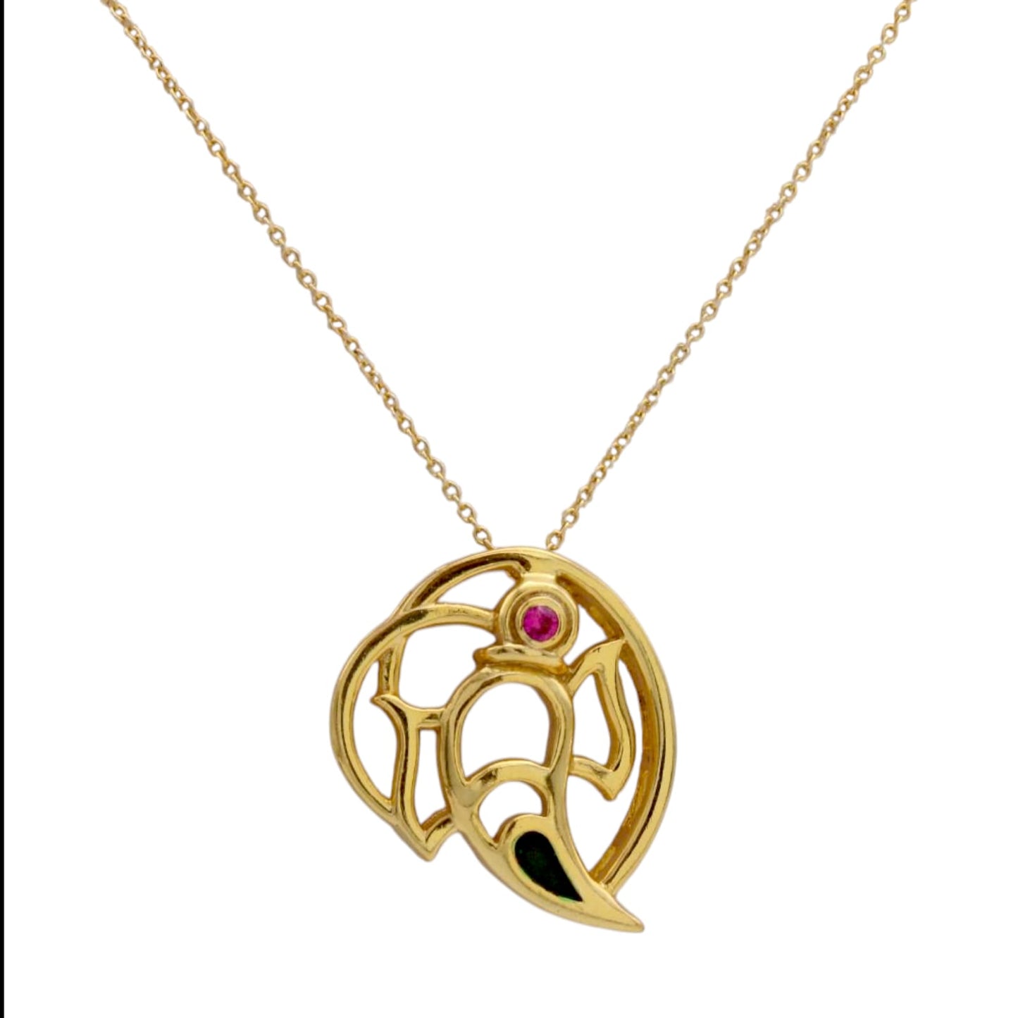 Shree Ganesha Enamel Pendant with Chain