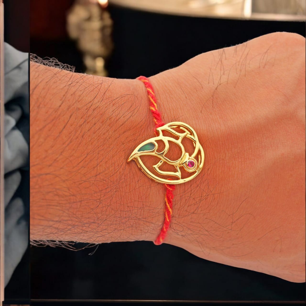 Ganesh Silver Rakhi for Brother Convertible Pendant