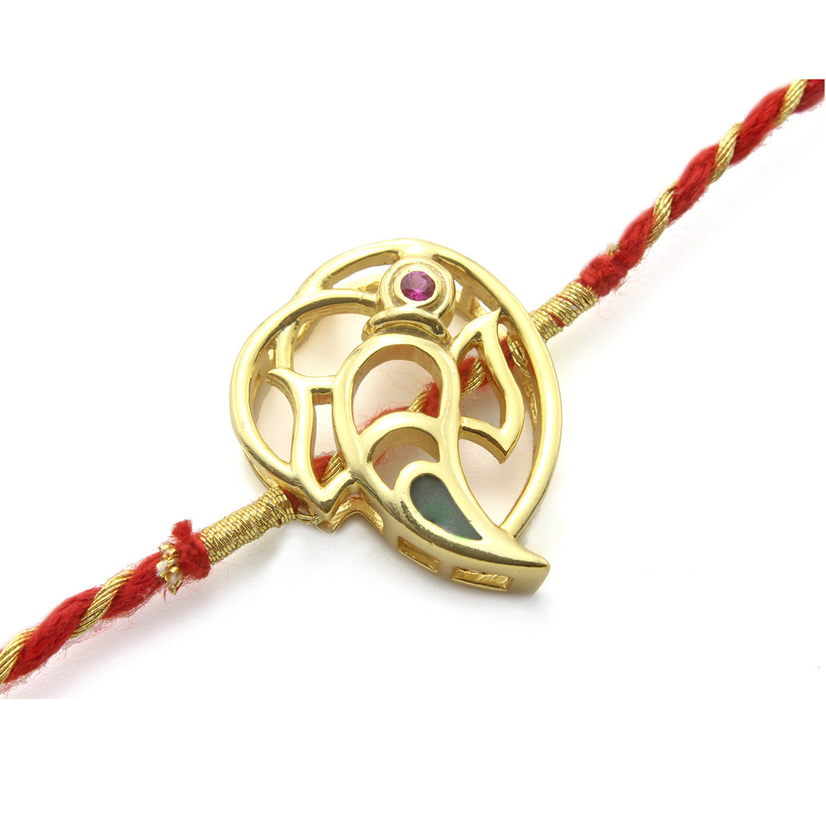 925 Sterling Silver 24kt Gold Plated Ganesh Rakhi Cum Pendant for Brother