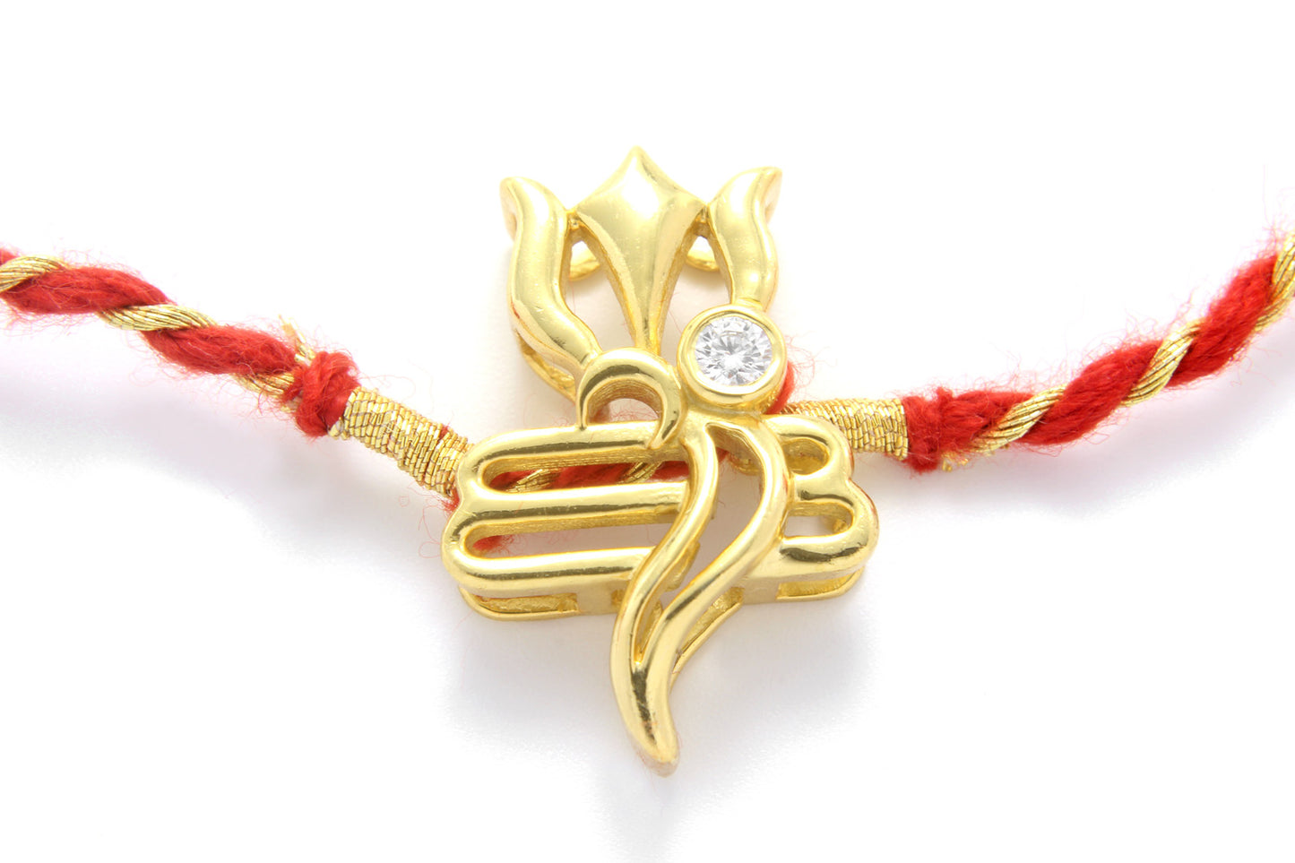 Trishul Om Tika Silver Rakhi for Brother Convertible Pendant