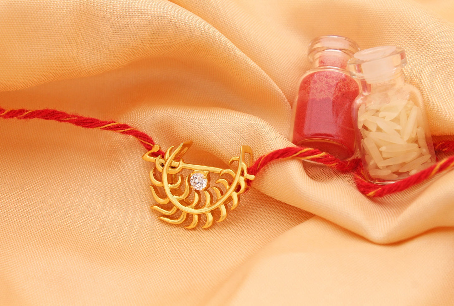 925 Sterling Silver 24kt Gold Plated Krishan Pankh Rakhi Cum Pendant for Brother