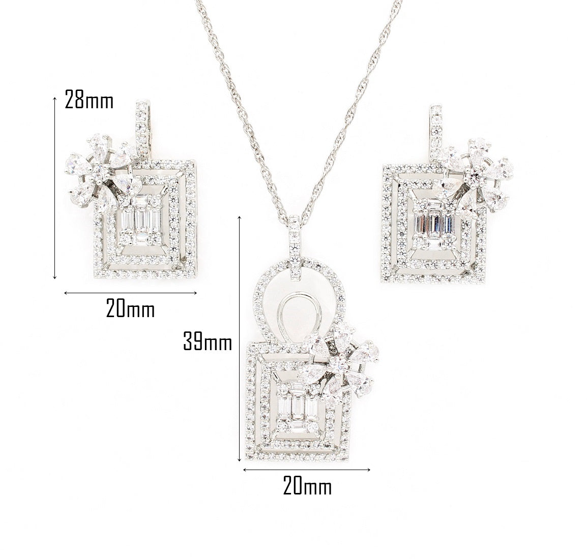 925 Sterling Silver Flower Design Pendant Set For Girls And Women