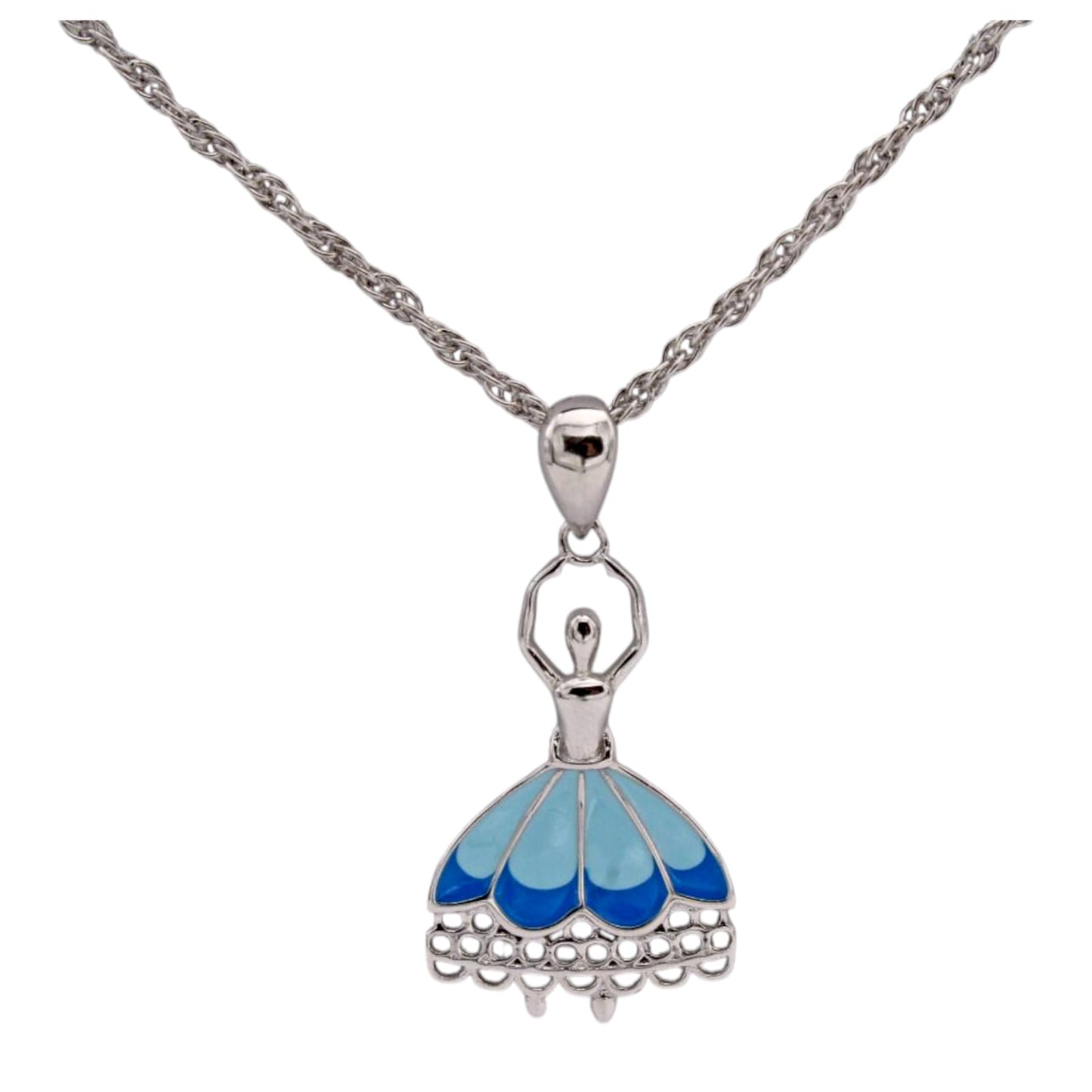 Blue Enameled Dancing Girl Pendant with chain