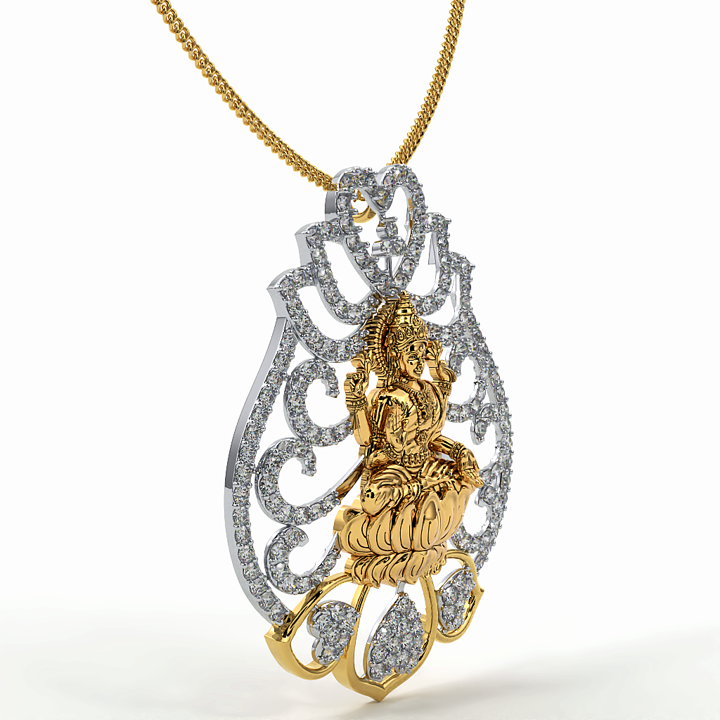 925 Sterling Silver Gold Plated Laxmi Ji Pendant For Girls And Women