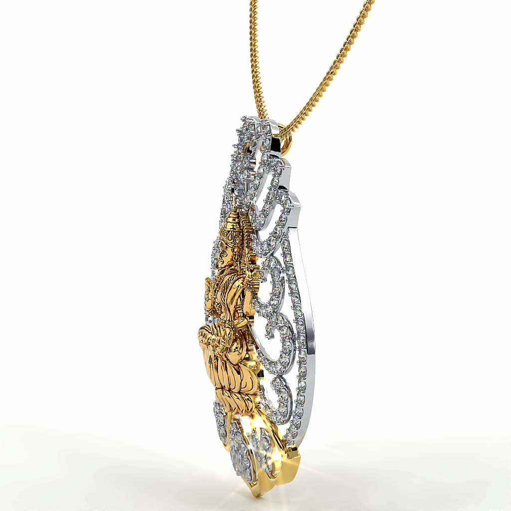925 Sterling Silver Gold Plated Laxmi Ji Pendant For Girls And Women