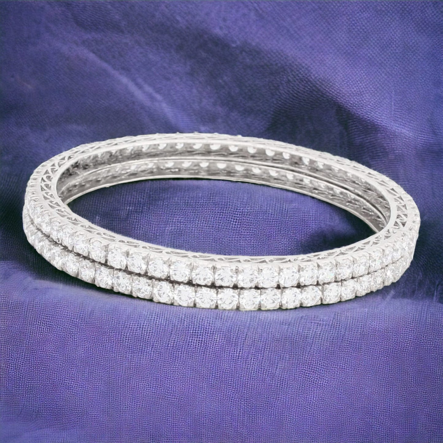 925 Sterling Silver Swarovski Studded Bangle For Women