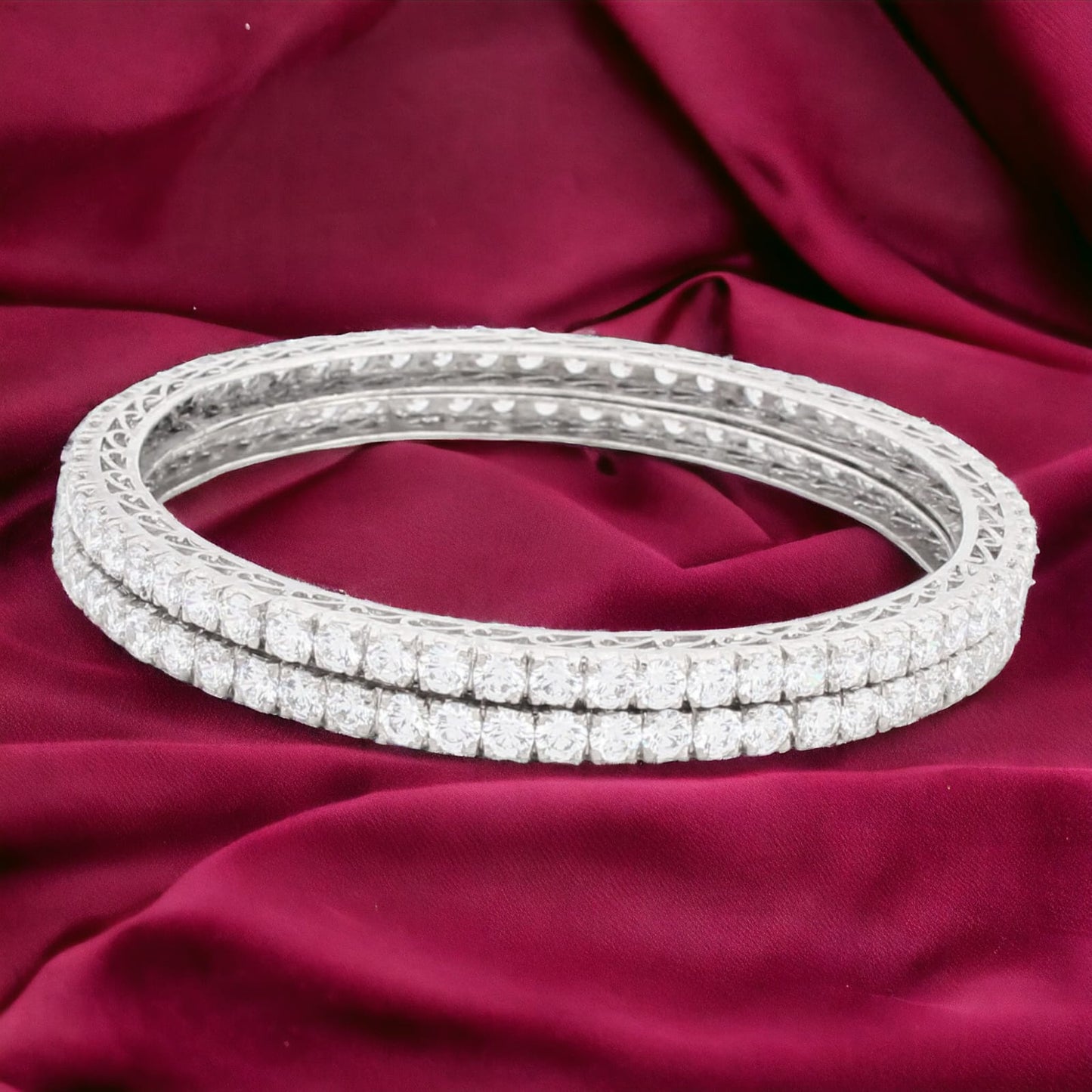 925 Sterling Silver Swarovski Studded Bangle For Women