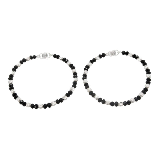 Silver Nazariya With Black Beads