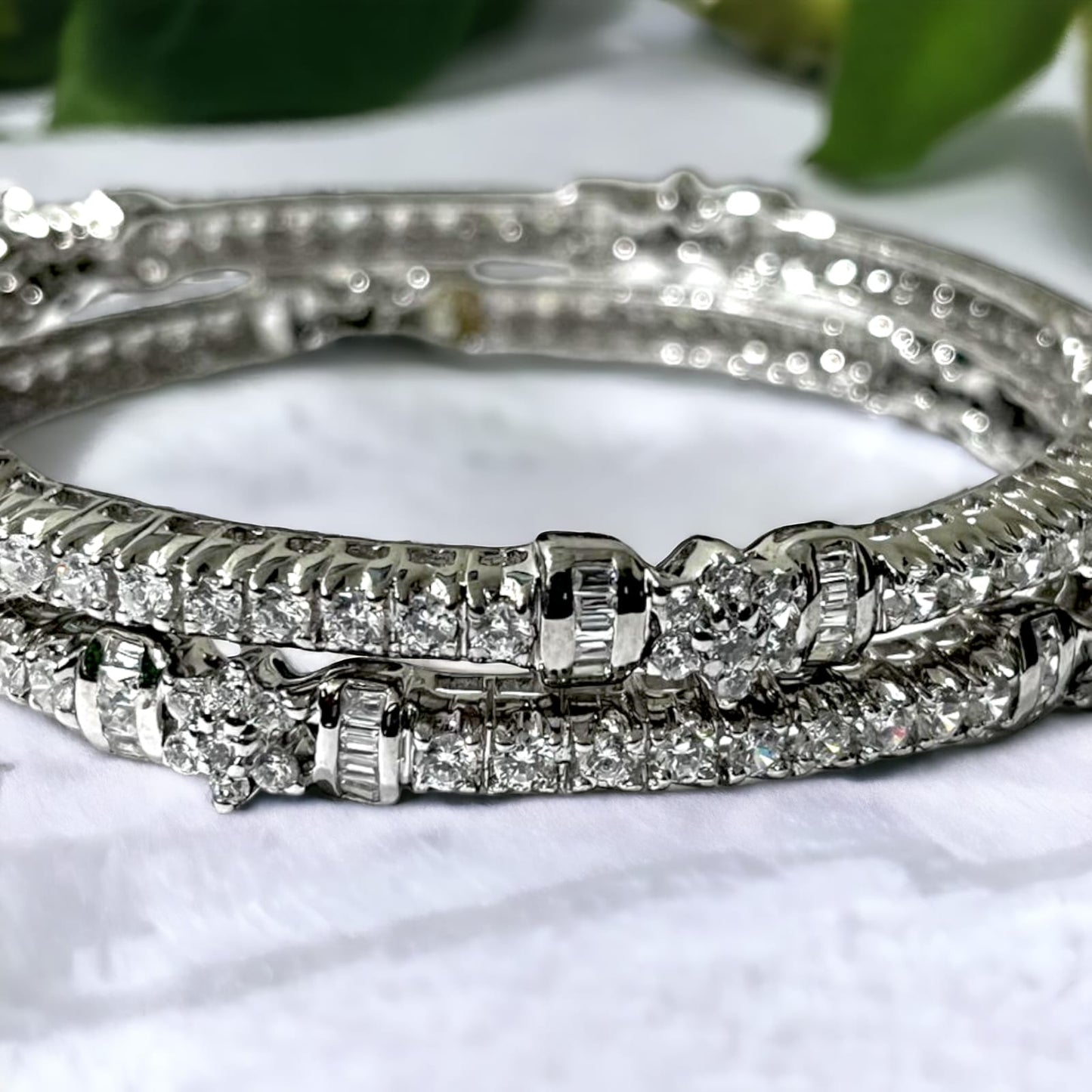 925 Sterling Swarovski Silver Bangle Bracelet For Girls and Women