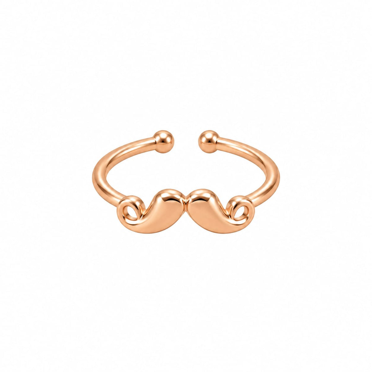 Rose Gold Plated Mustache Motif Adjustable Ring