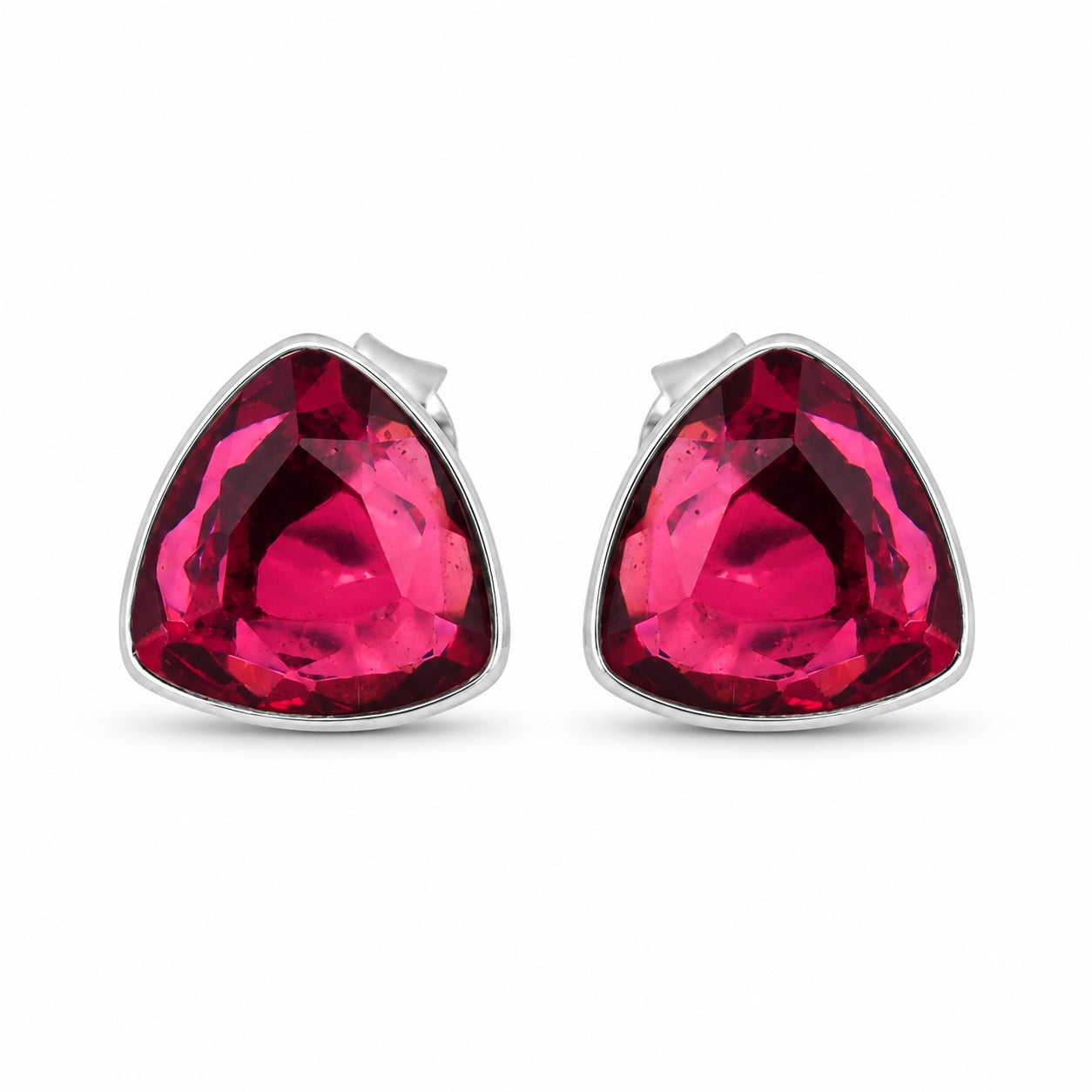 Garnet Stone Triangle Shape Earring Studs