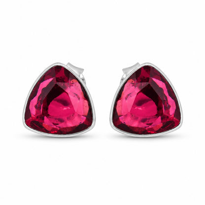 Garnet Stone Triangle Shape Earring Studs