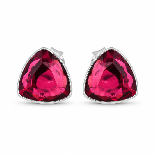 Garnet Stone Triangle Shape Earring Studs