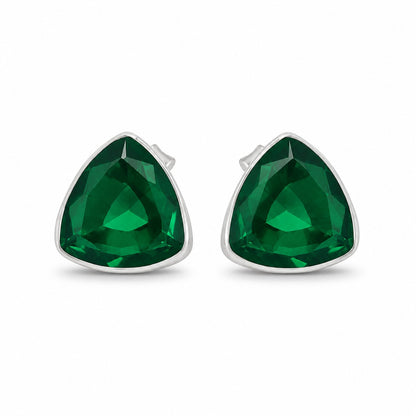 Emerald Stone Triangle Shape Studs Earring