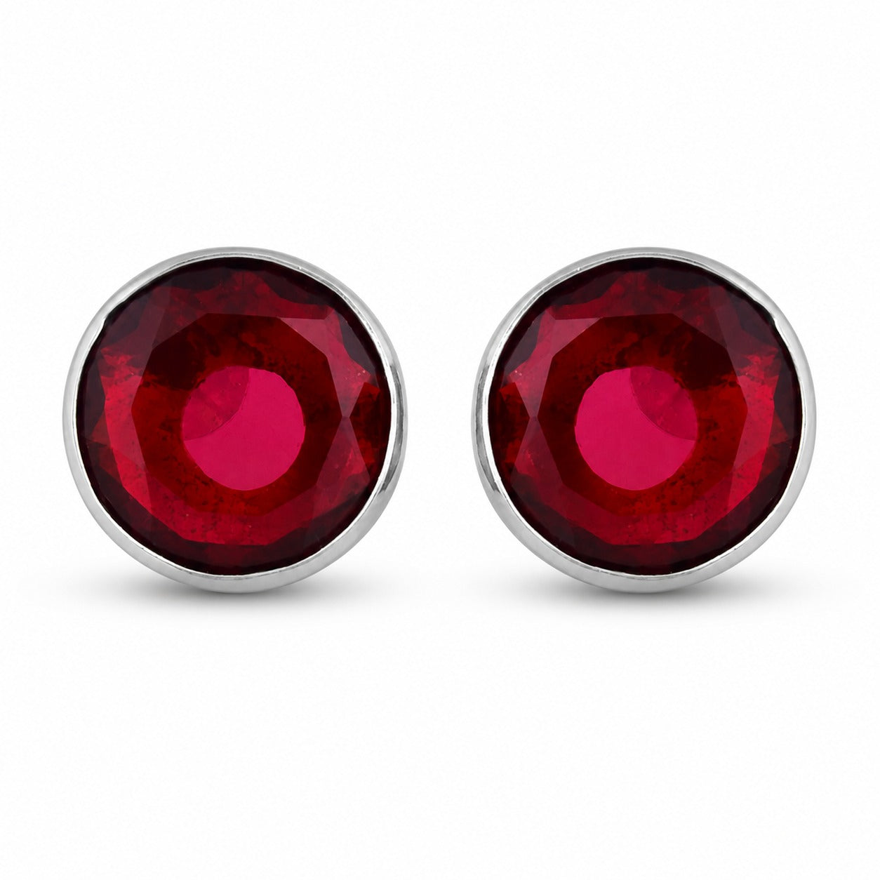 Garnet Stone Round Shape Earrings