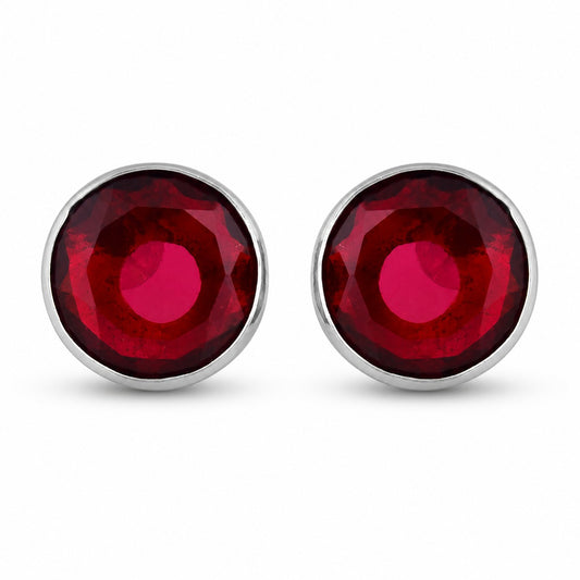 Garnet Stone Round Shape Earrings