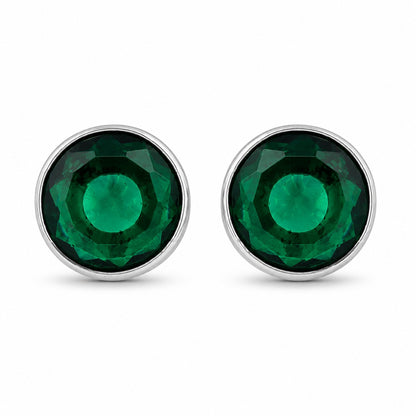 Emerald Stone Round Shape Earring Studs