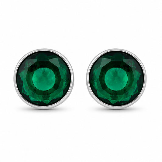 Round Emerald Stone Earring Studs