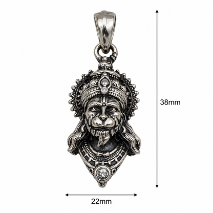 Oxidised German Silver Hanuman Ji Face Pendant