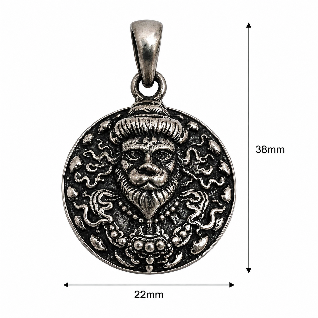 Oxidised German Silver Hanuman Ji Face Pendant