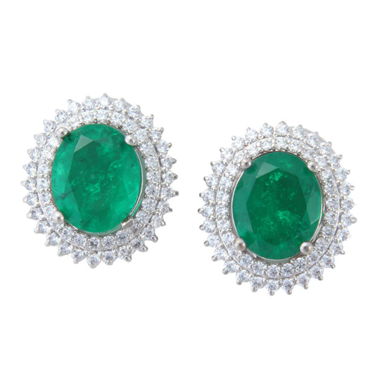 Single green stone stud