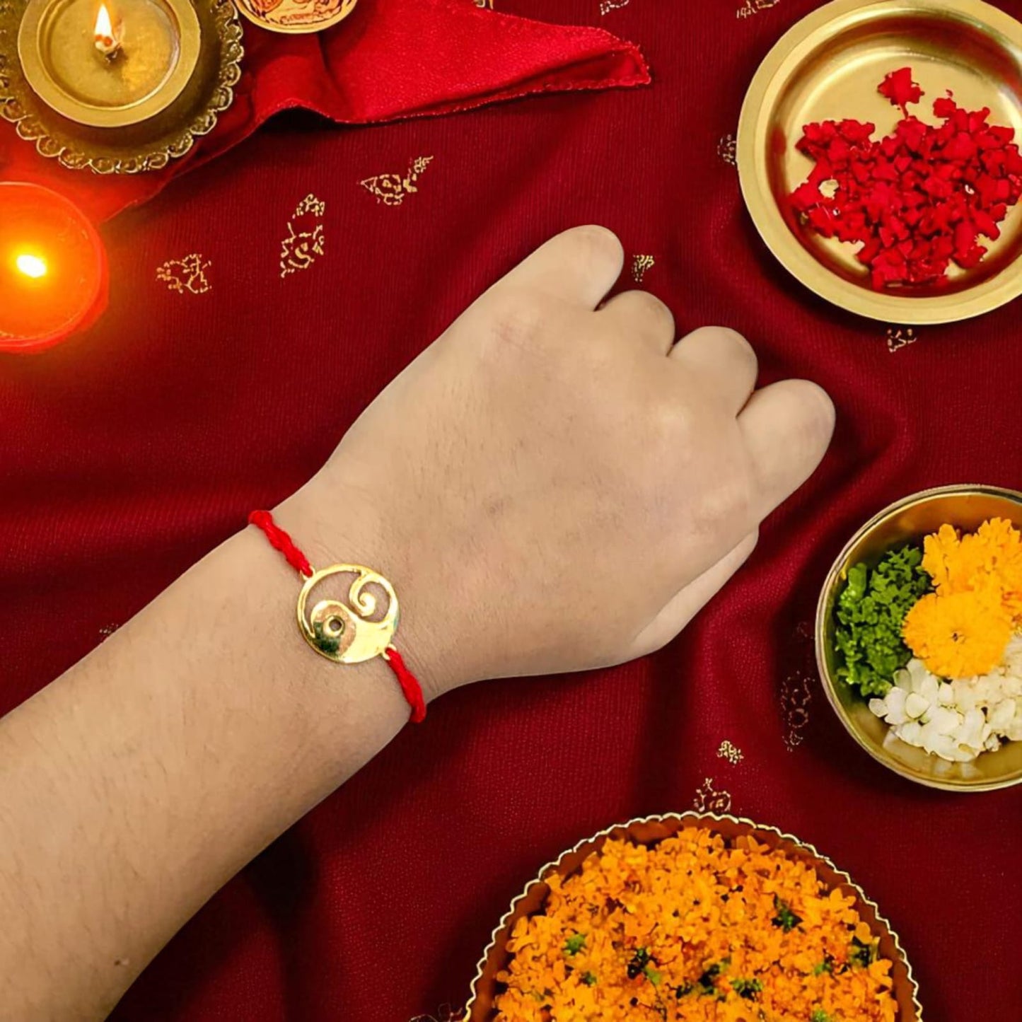 Silver Yin Yang Rakhi For Brother