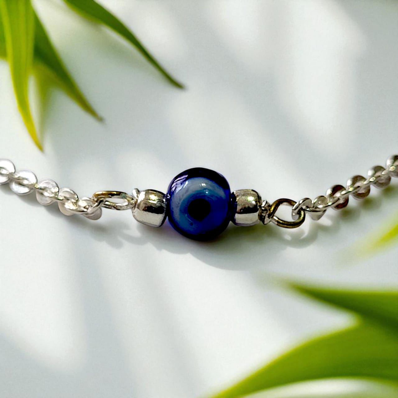 Silver Evil Eye Design Anklet (Single)