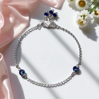 Silver Evil Eye Design Anklet (Single)