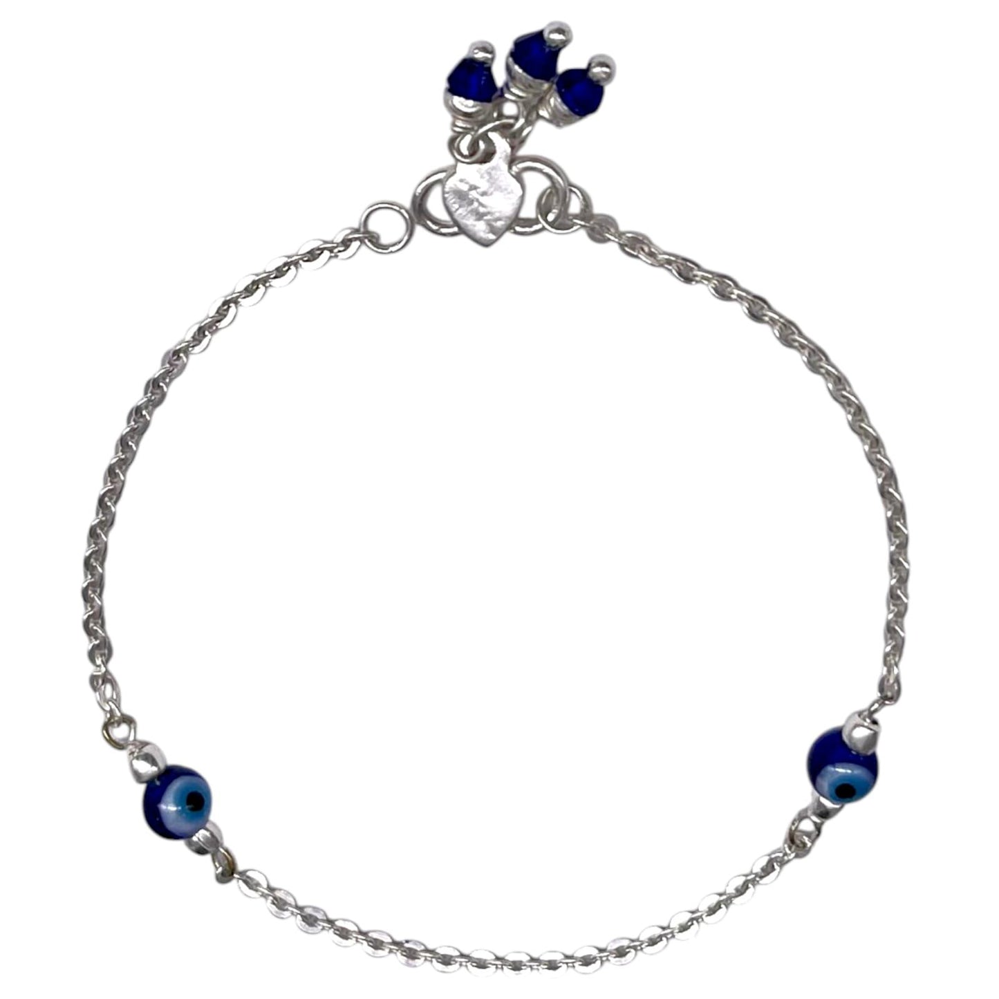 Silver Evil Eye Design Anklet (Single)