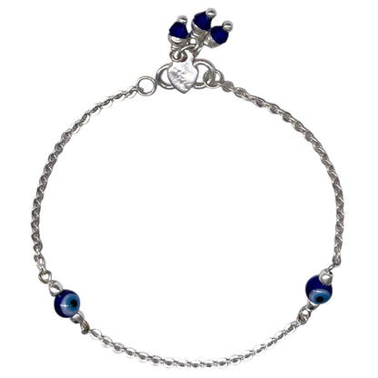 Silver Evil Eye Design Anklet (Single)