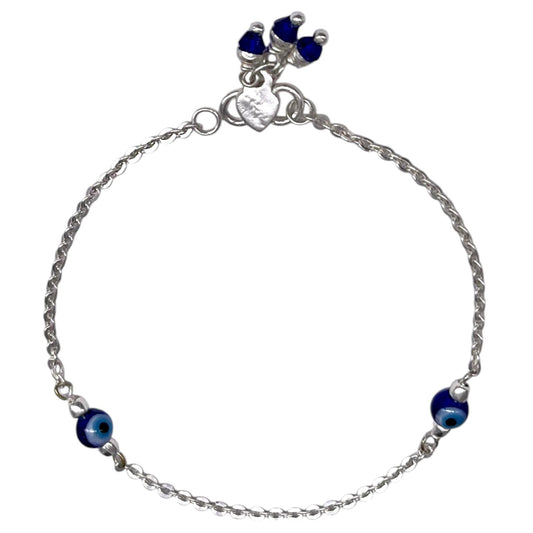 Silver Evil Eye Design Anklet (Single)