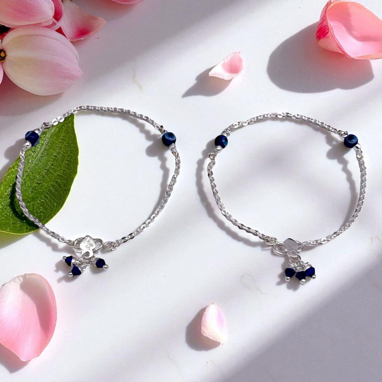 Silver Evil Eye Design Anklet (Pair)