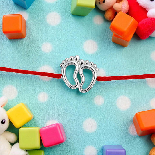Silver Plated Baby Feet RAkhi for brother