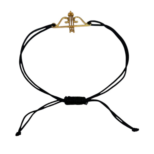 Silver Gold Plated Khatu Shyam Ji Dhanush Bracelet In Black Thread