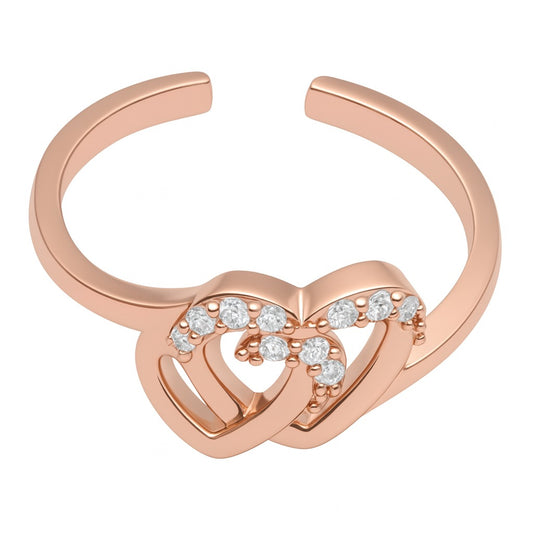 Rose Gold Heart Shape Silver Ring