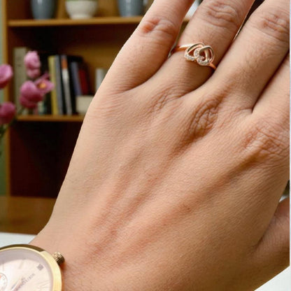 Rose Gold Heart Shape Silver Ring