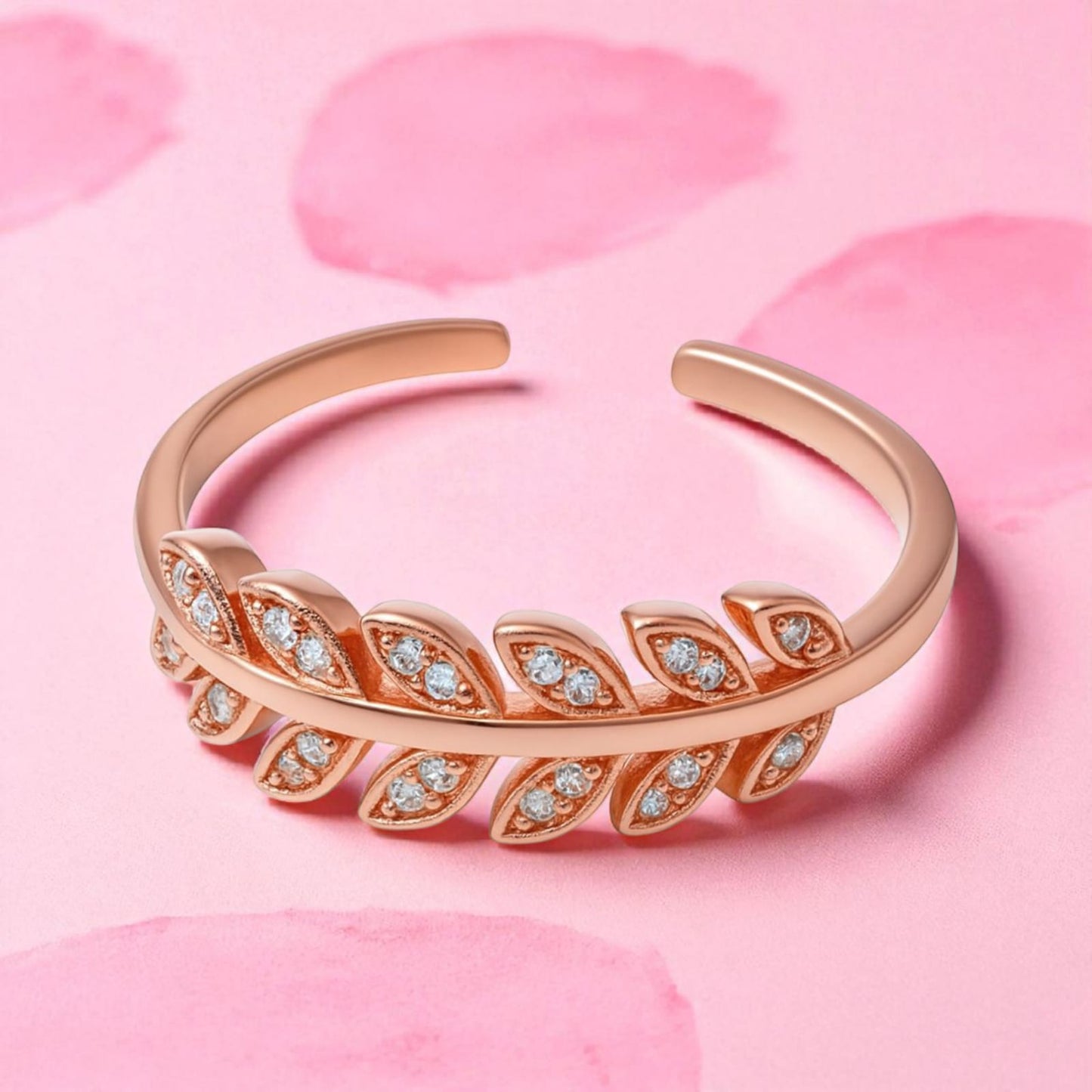 Rose Gold Petal Silver Ring
