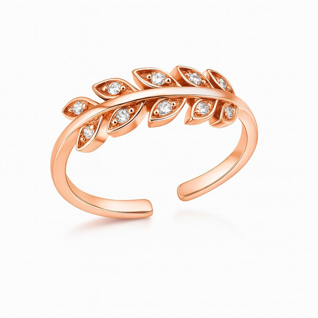 Rose Gold Petal Silver Ring