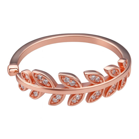 Rose Gold Petal Silver Ring