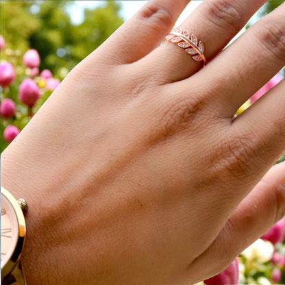 Rose Gold Petal Silver Ring